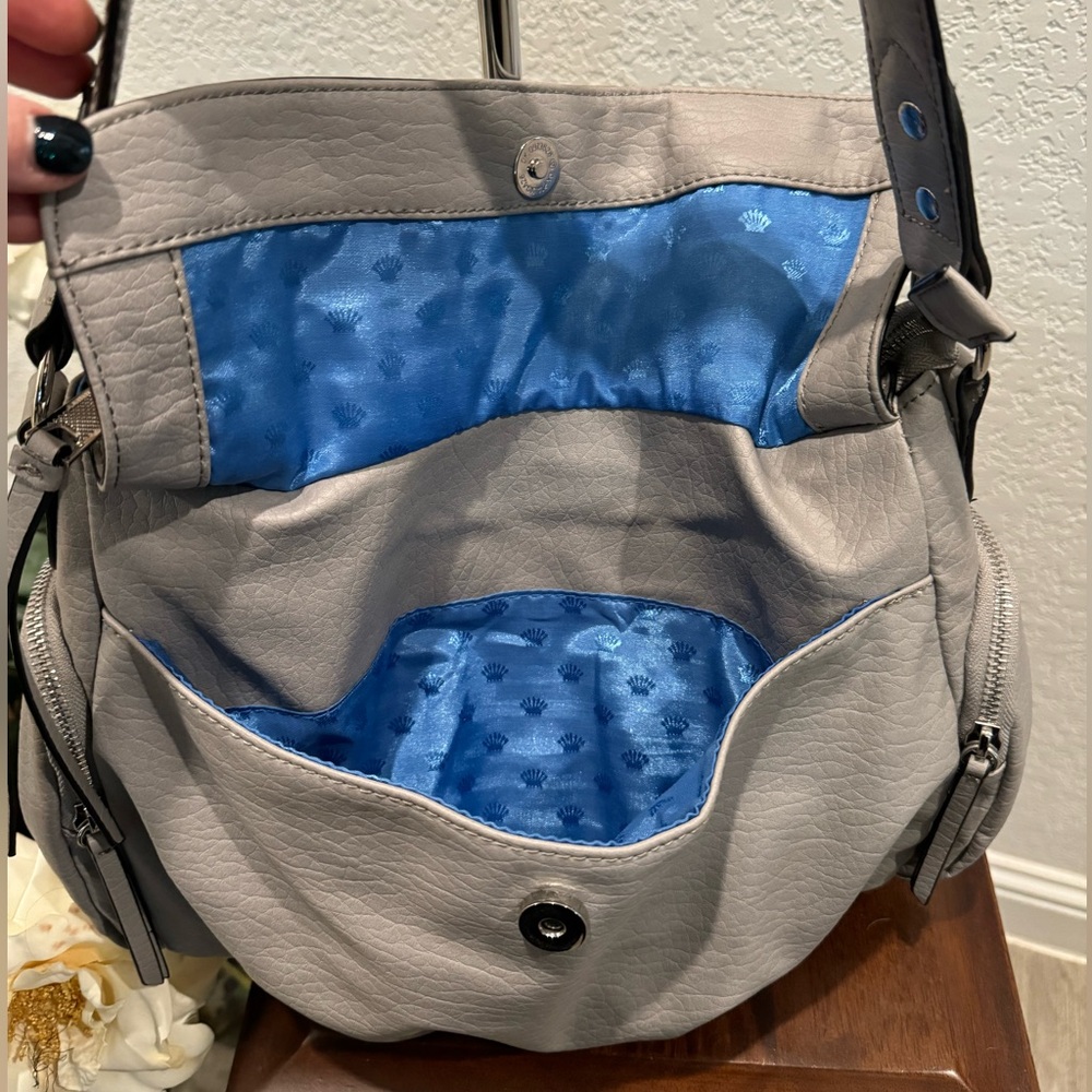 Juicy Couture Gray Leather with Royal Blue Interior Shoulder Purse - Picture 10 of 15